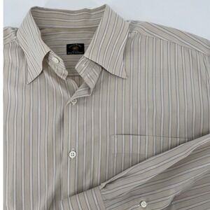 Solemare Maus Hoffman Dress‎ Shirt Mens Large Striped Beige Made in Italy